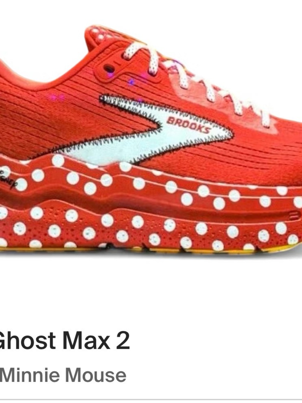 Brooks Women's Ghost Max 2 Red with White Polka Dot Accents